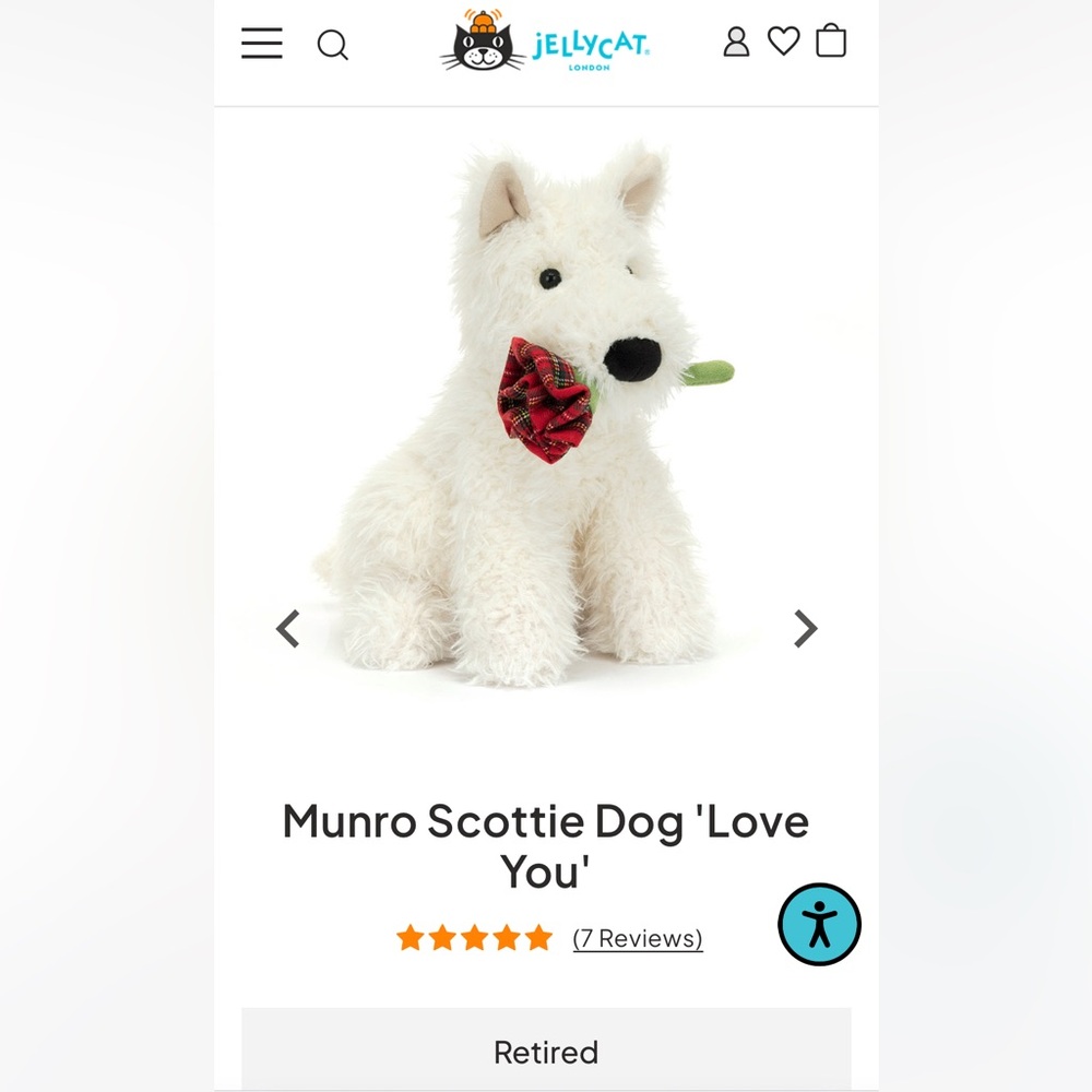Jellycat Munro Scottie Dog “Love You”